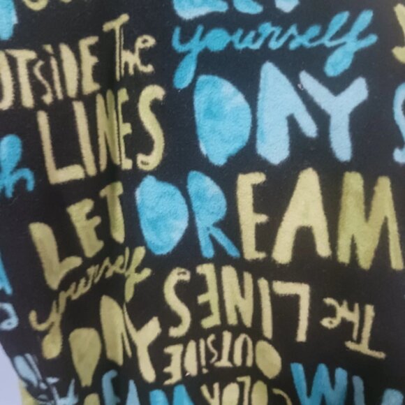 HUE Womans Small Pajama Pants Blue & Green Plush Bottoms - Picture 3 of 3